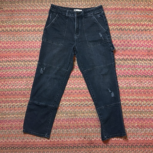 SO SUPER HIGH RISE CARPENTER STRAIGHT BLACK JEANS - Picture 1 of 6